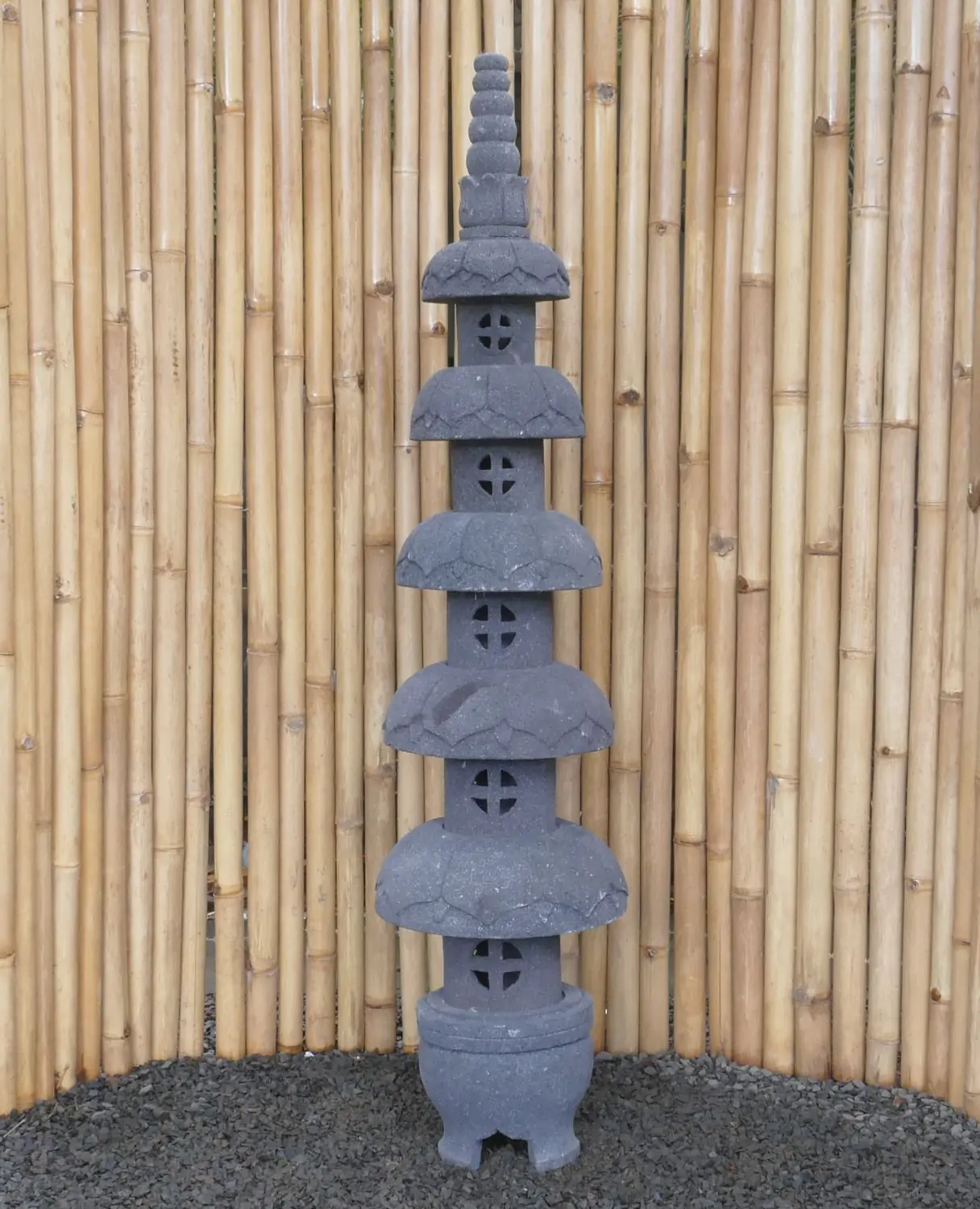  Product image 3 of the product “Japanese style Garden Lantern, made from Andesit Stone. Multipart. 150 cm Height, Roof is 35 cm width. ”